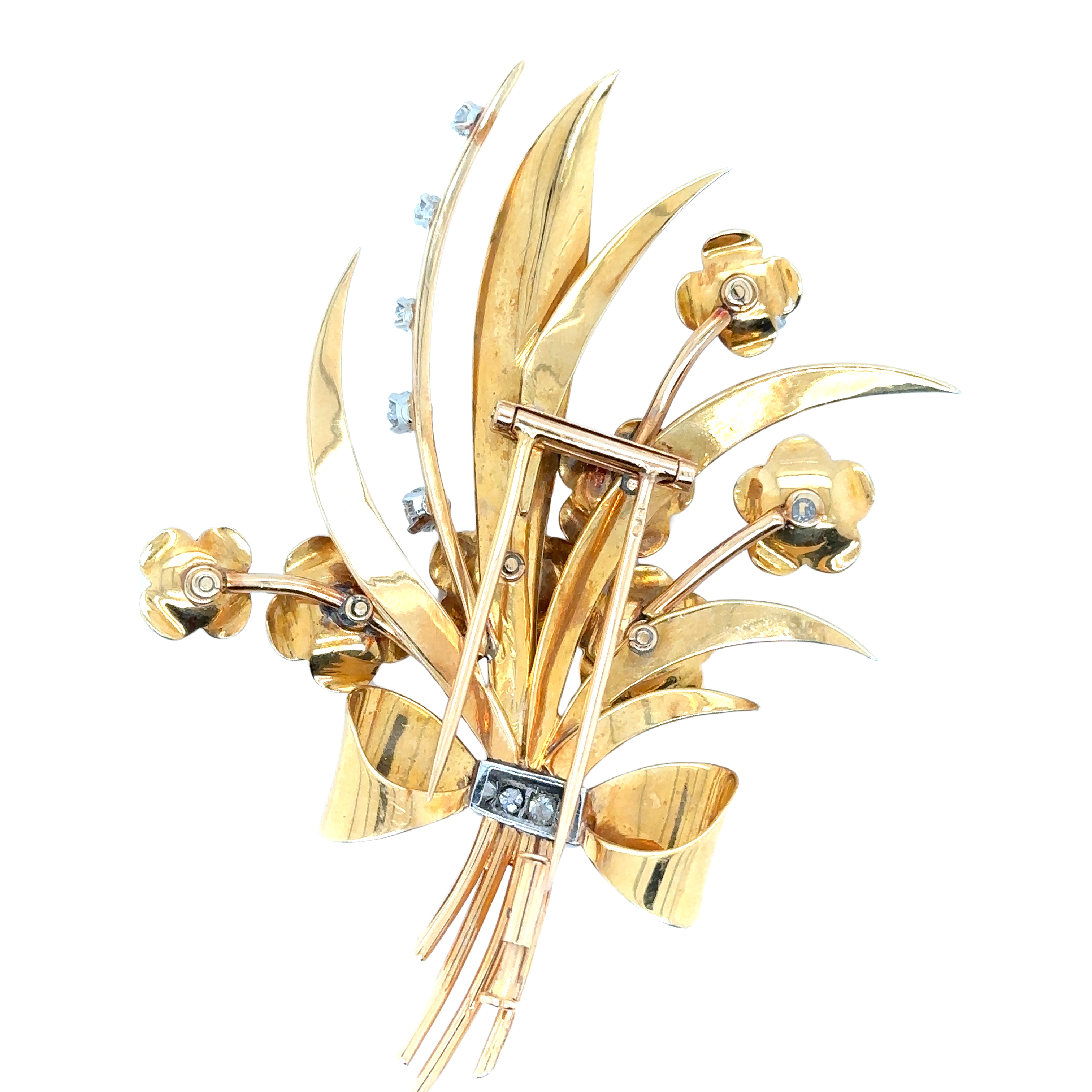Broche Fleur - Or Jaune et Diamants - Epoque 1940