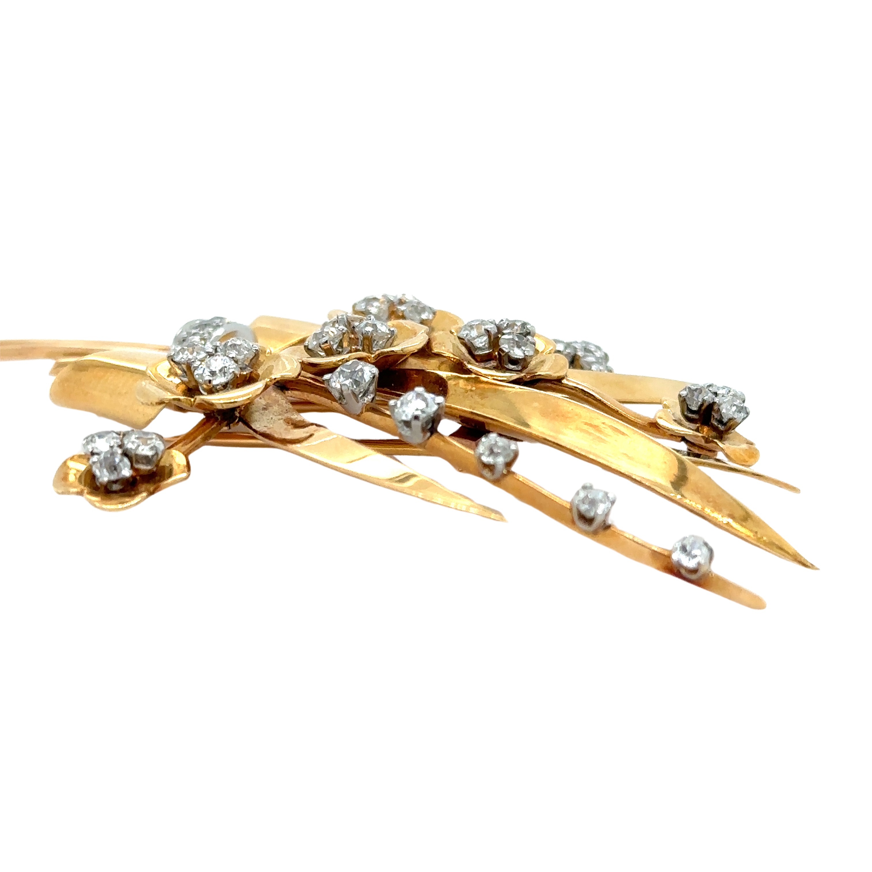 Broche Fleur - Or Jaune et Diamants - Epoque 1940