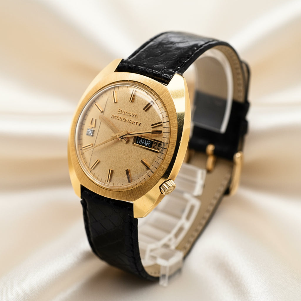 Vintage Bulova Accuquartz - Montre Homme - Or jaune - Année 70
