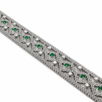 Vintage - Bracelet Or blanc - Diamants et Émeraudes