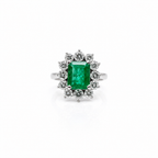 Bague Marguerite - Or Blanc - Emeraude 2,65 carats