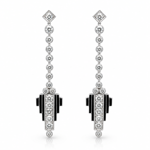 Art Deco - White Gold and Diamond Earrings