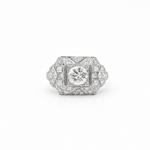 Art déco - Bague Platine - Diamants 1,45 carats