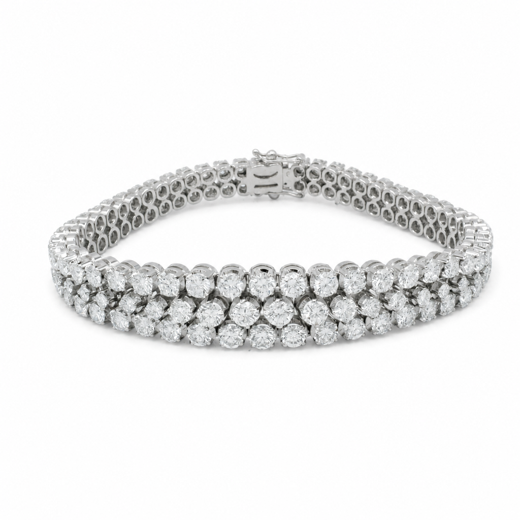 Bracelet Or blanc - Diamants 10 carats - 1970