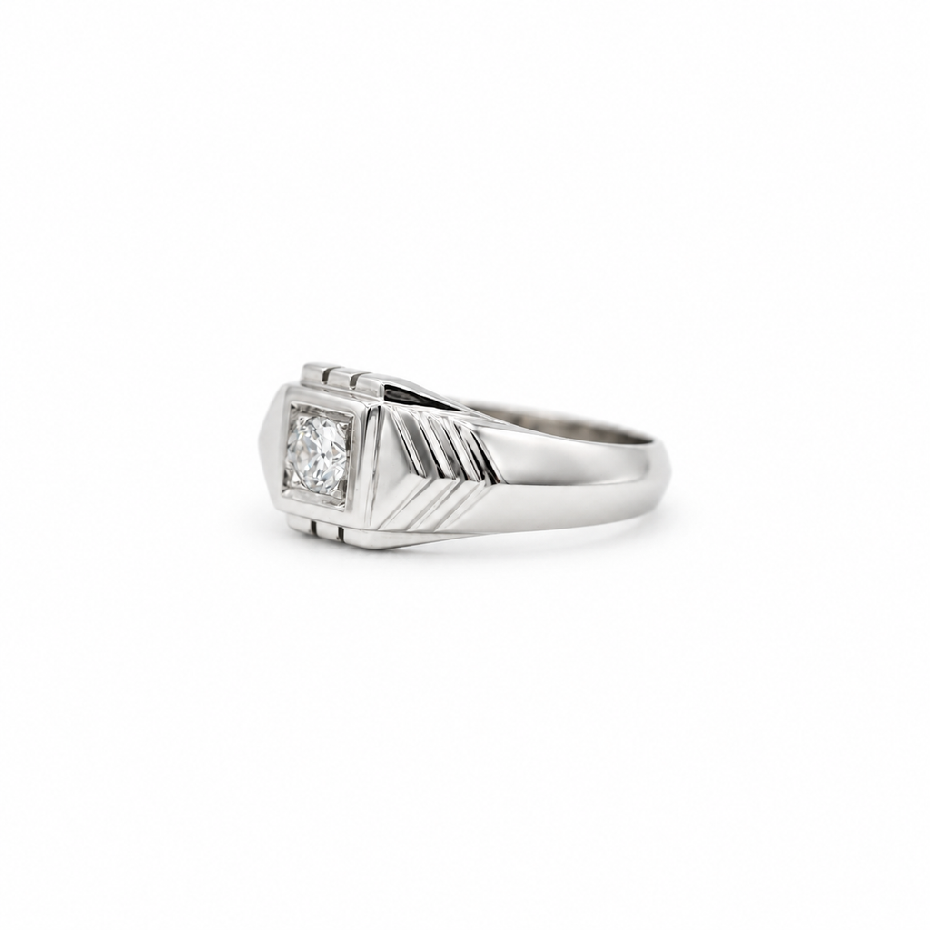 Bague Jonc Or blanc Diamant 0,20 carat