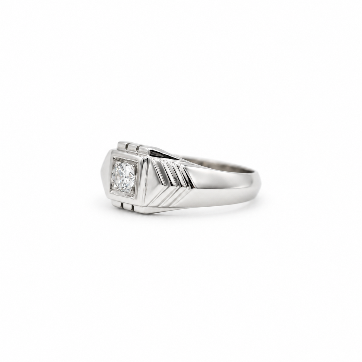 Bague Jonc Or blanc Diamant 0,20 carat