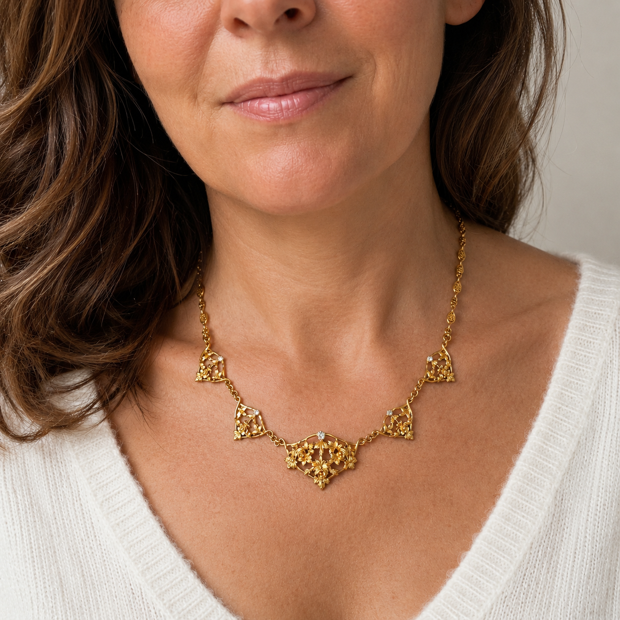 Art Nouveau - Collier Draperie - Or jaune
