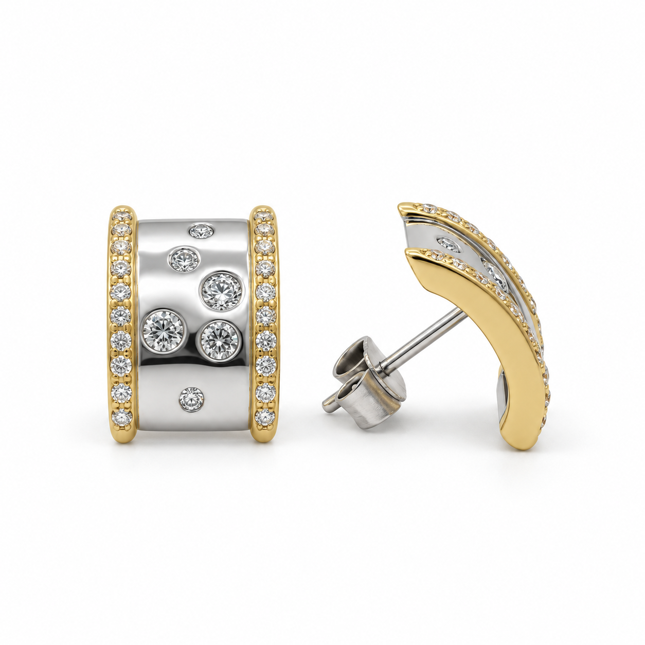 Boucles Oreilles - 2 ors - Diamants 1,10 carats