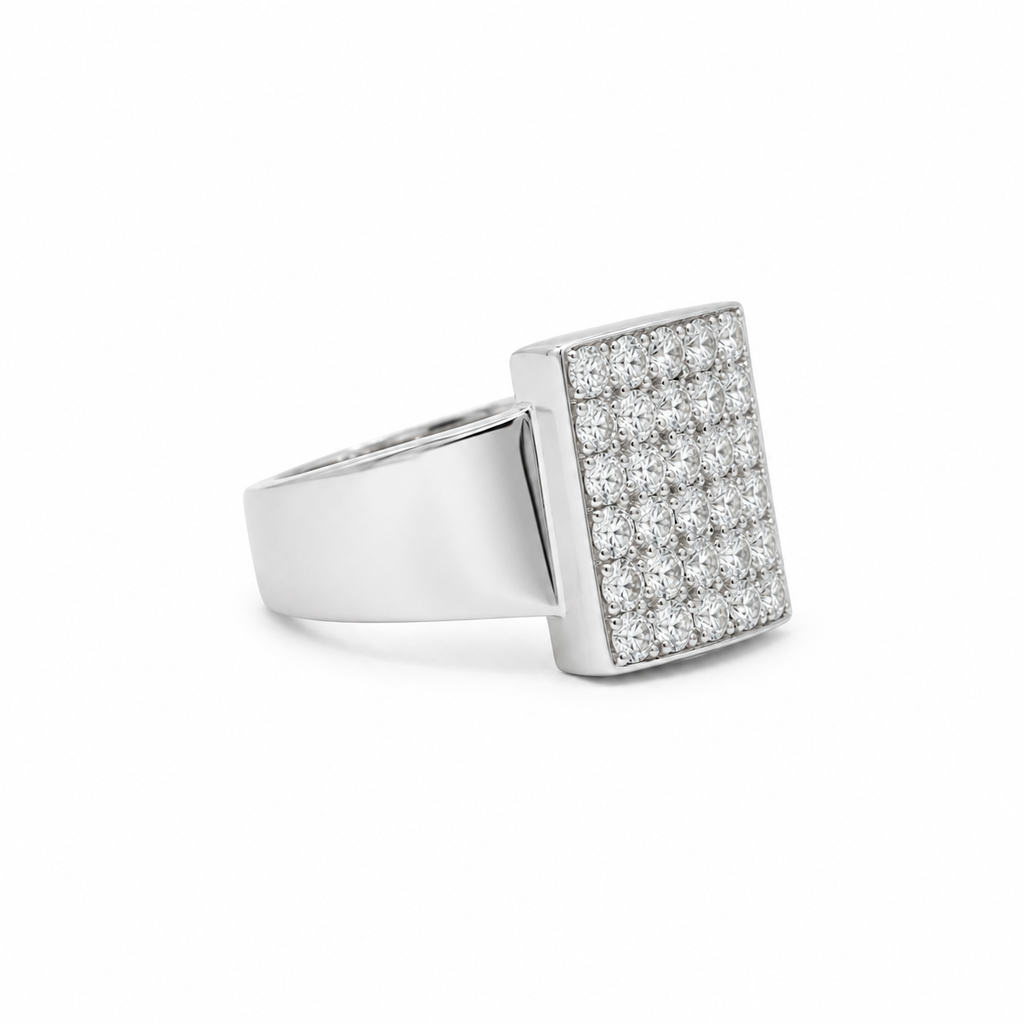Bague Or blanc pavage diamants 1,44 carats