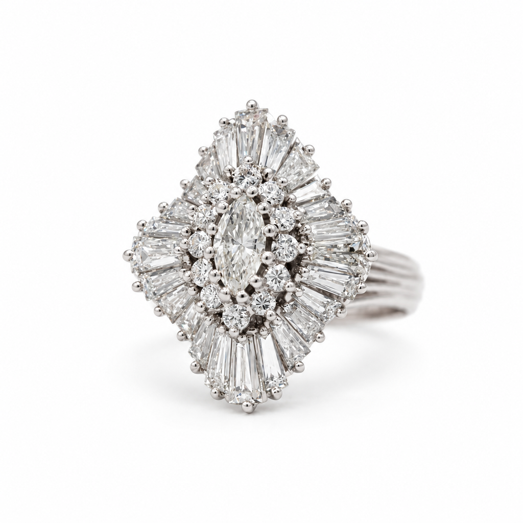 Bague Cocktail Platine et Diamants