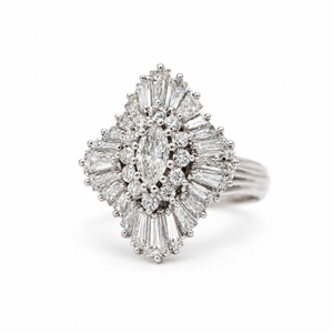Bague Cocktail Platine et Diamants