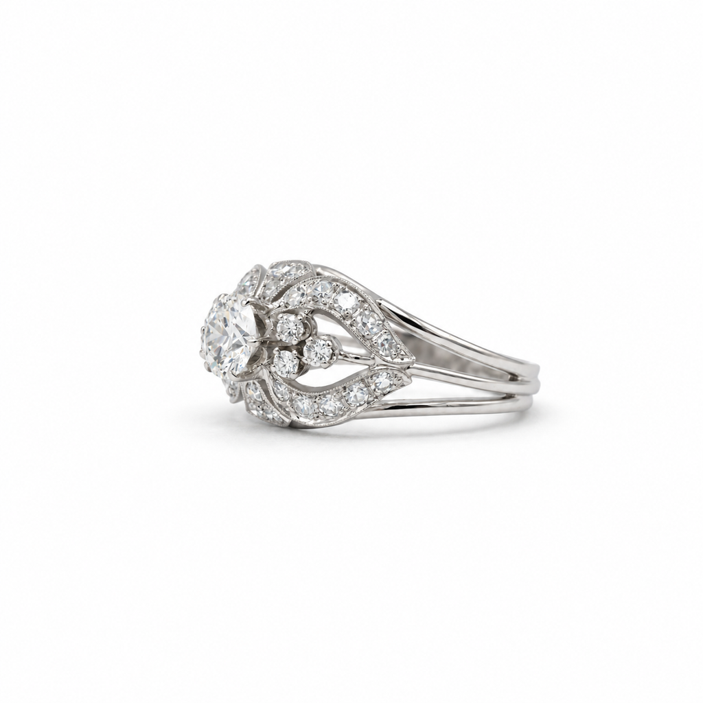 Art déco - Bague Platine et diamants