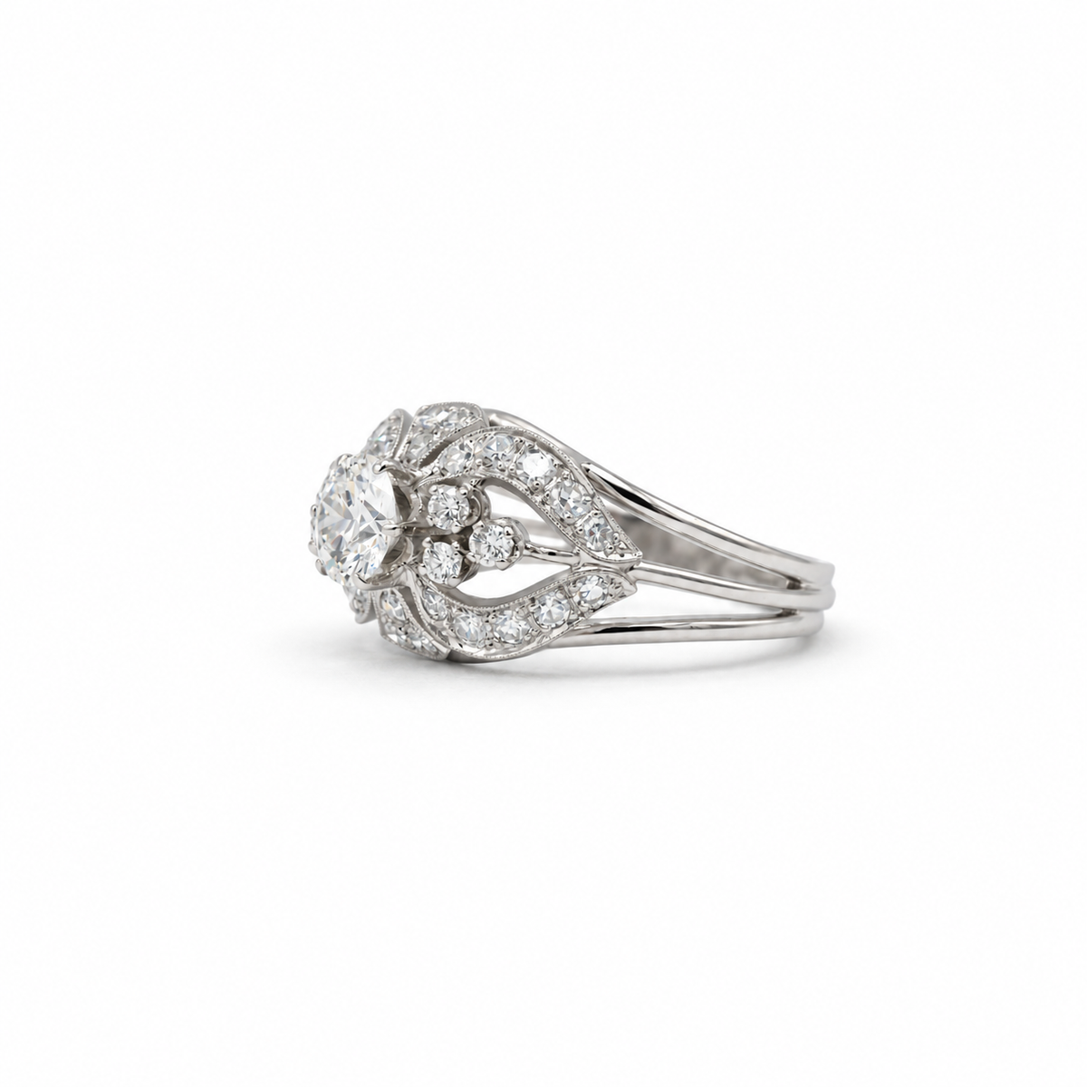 Art déco - Bague Platine et diamants