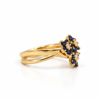 Bague fleur - Or jaune - Saphirs et Diamants