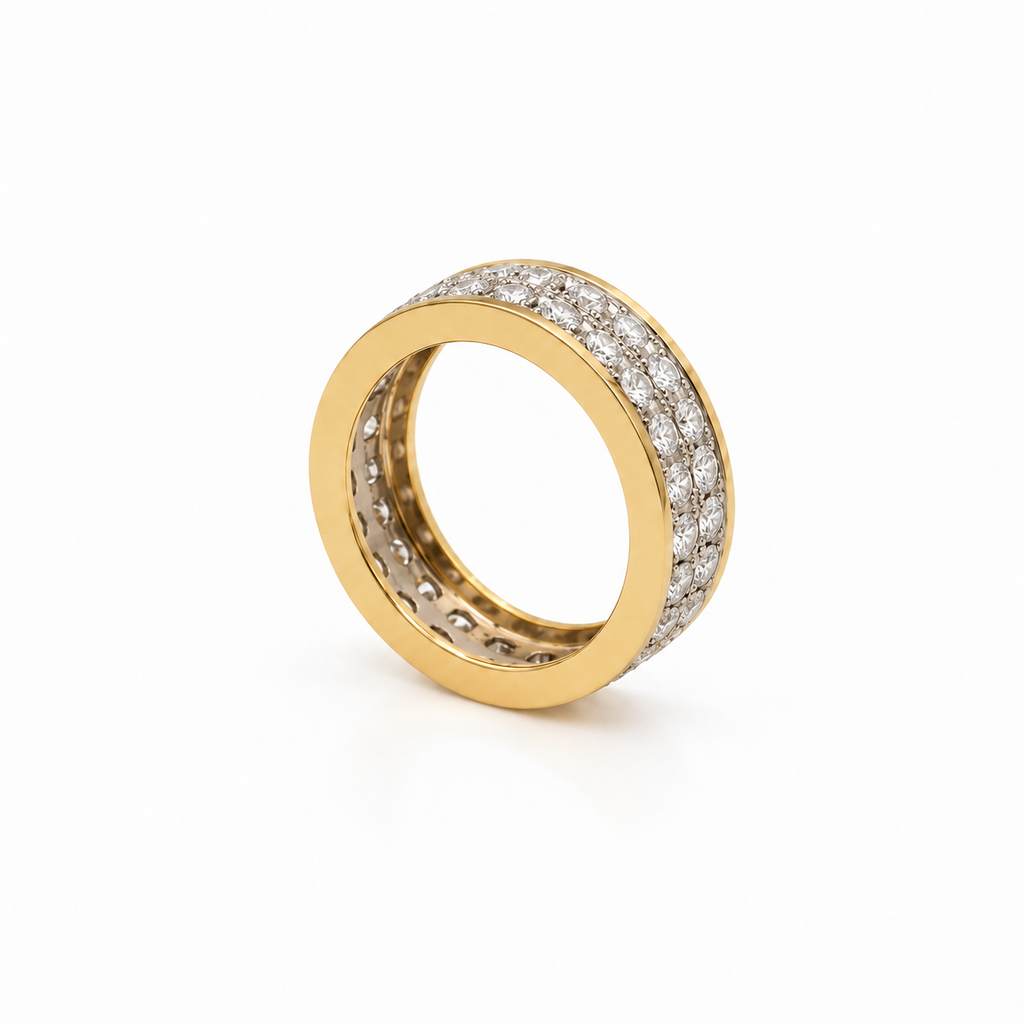 Bague bandeau  Or jaune et Blanc - Diamants