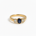 Yellow gold ring - Sapphire and Diamonds