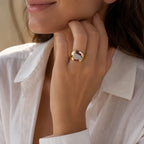 Bague Tank - Or rosé - Diamants et Rubis
