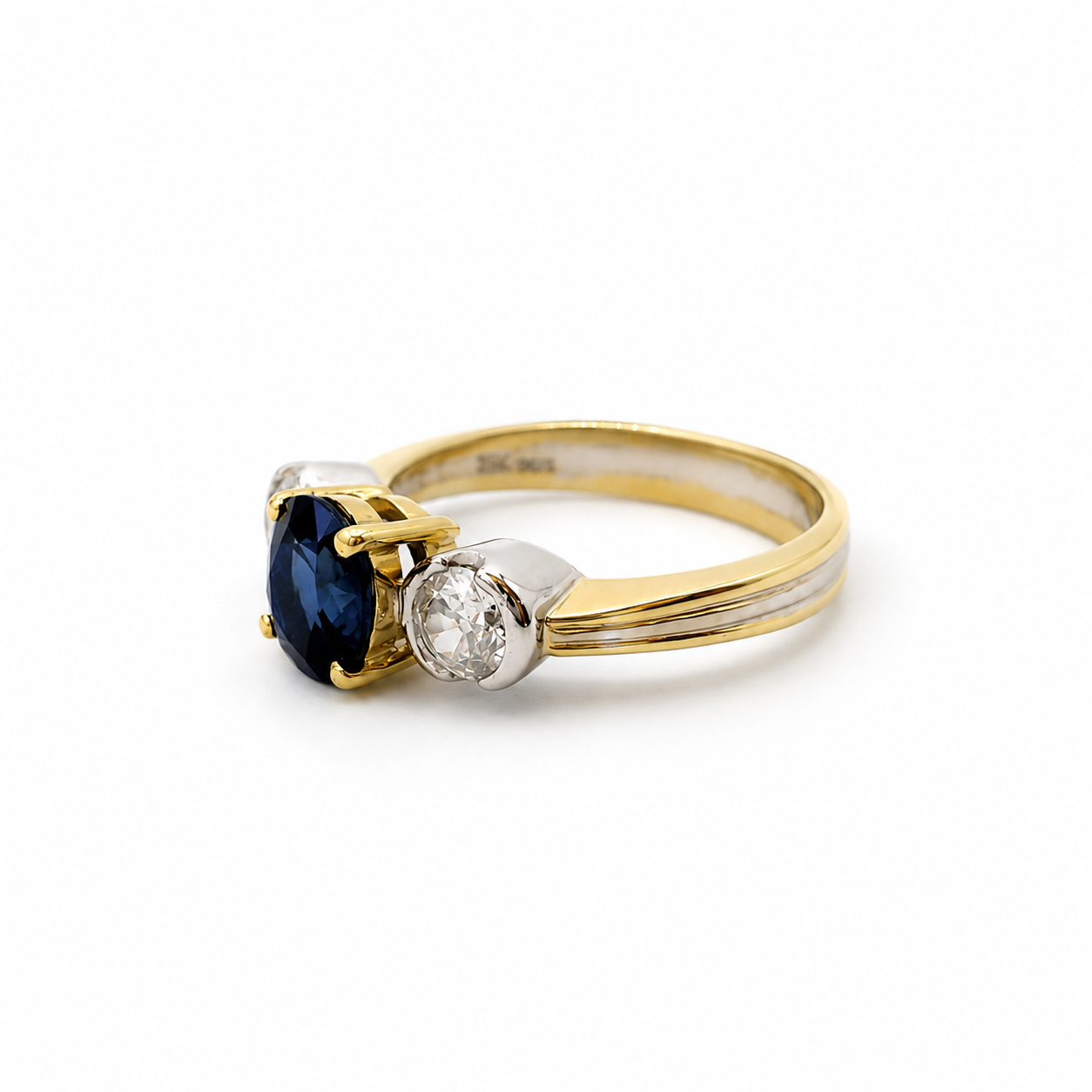 Bague 2 Ors - Saphir et Diamants