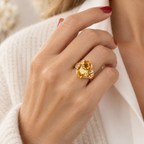 Bague Or rosé - Citrine Ovale