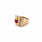 Bague Tank - Or jaune et diamants