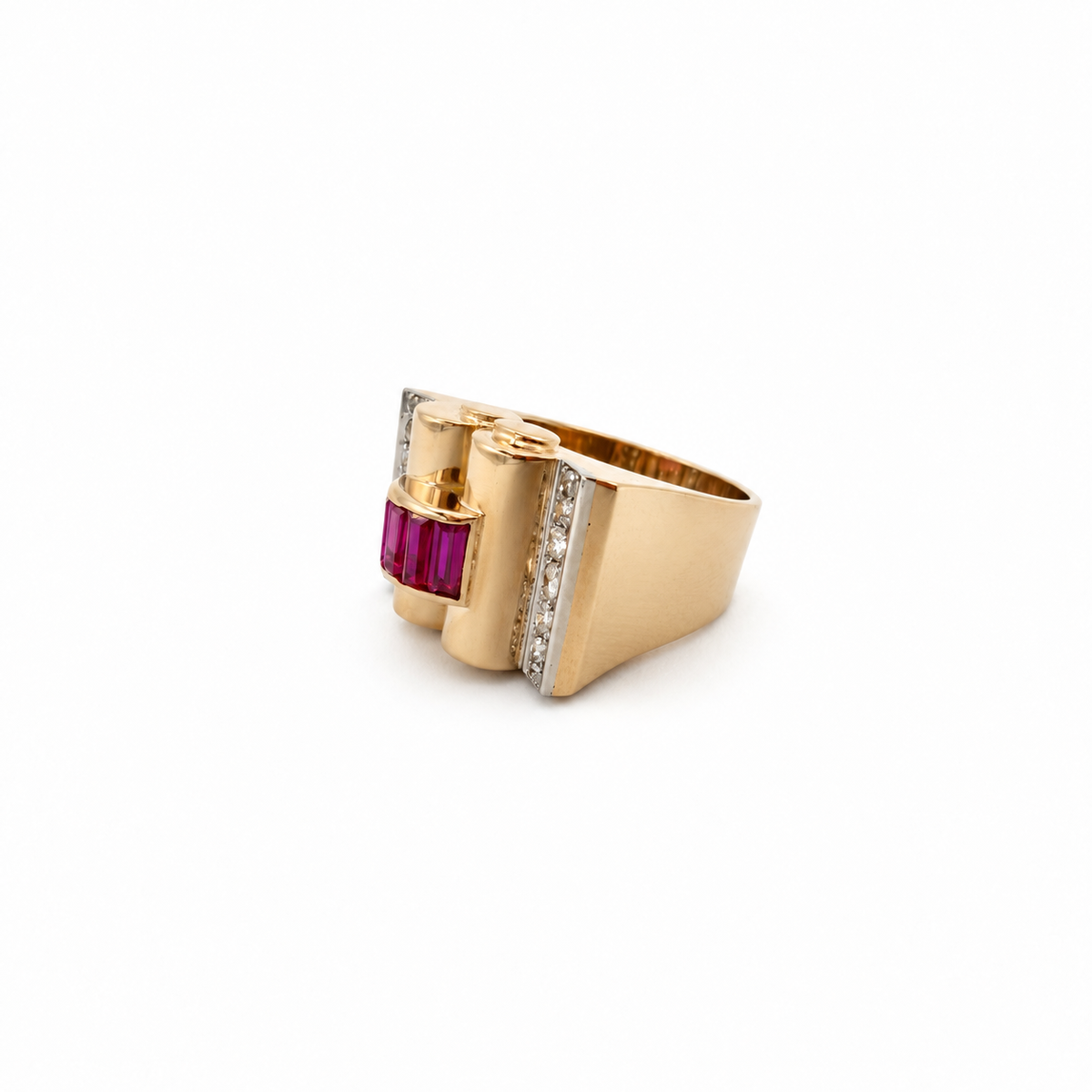 Bague Tank - Or jaune et diamants