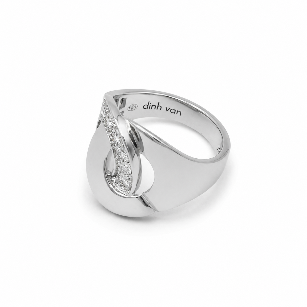 Dinh Van - Large Handcuff Ring - White Gold and Diamonds