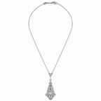 Art Déco - Collier Pendentif - Or blanc et Diamants