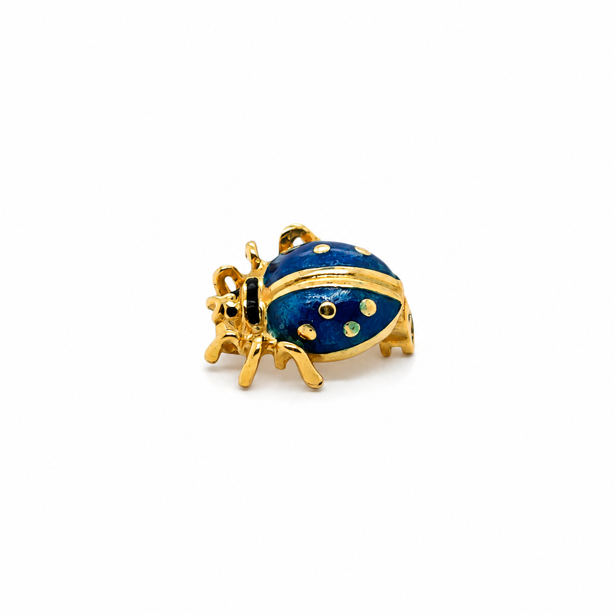 Broche Coccinelle - Or jaune et Émaille bleu