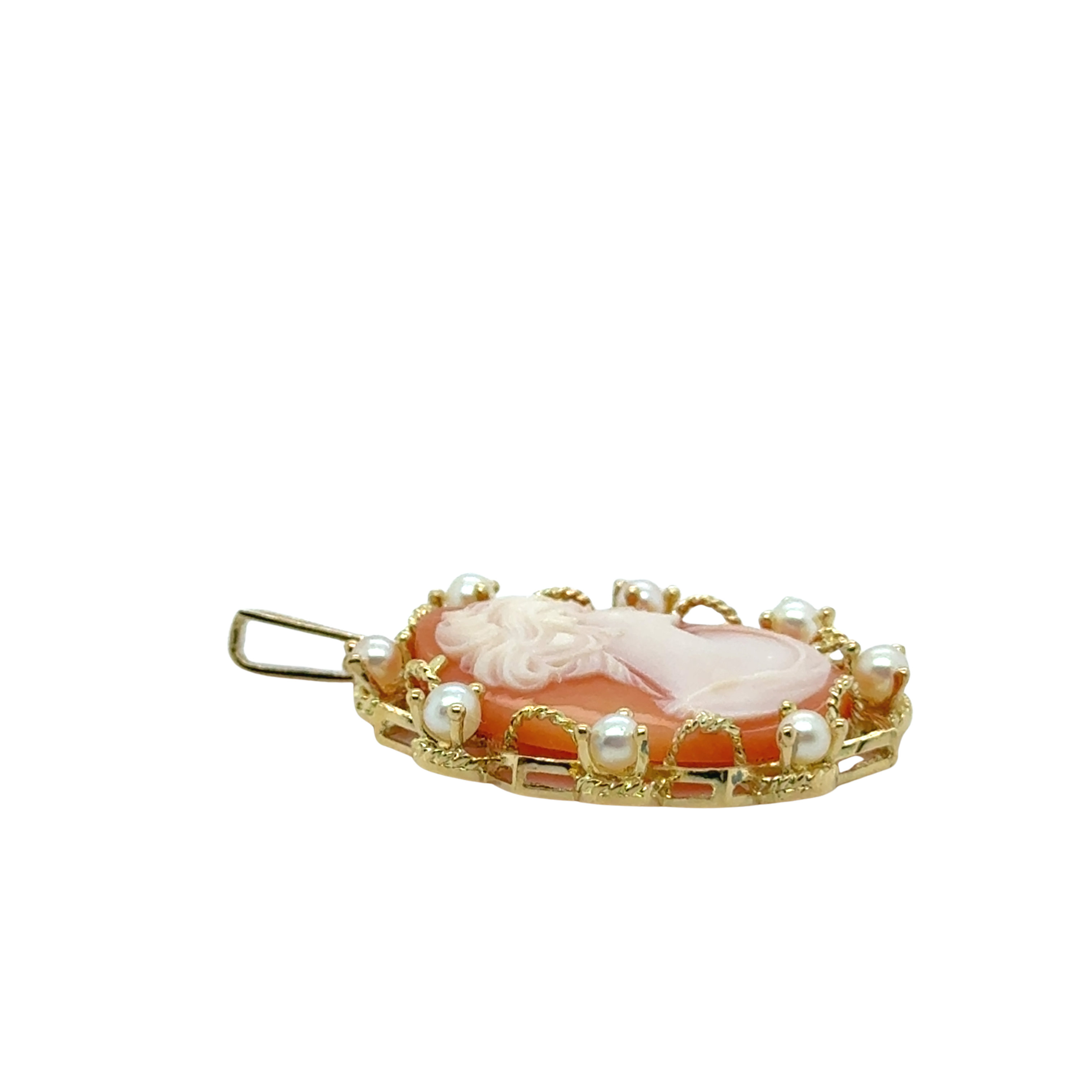 Pendentif Camée - Or jaune et Perles de culture