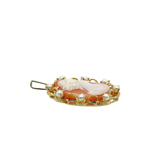 Pendentif Camée - Or jaune et Perles de culture