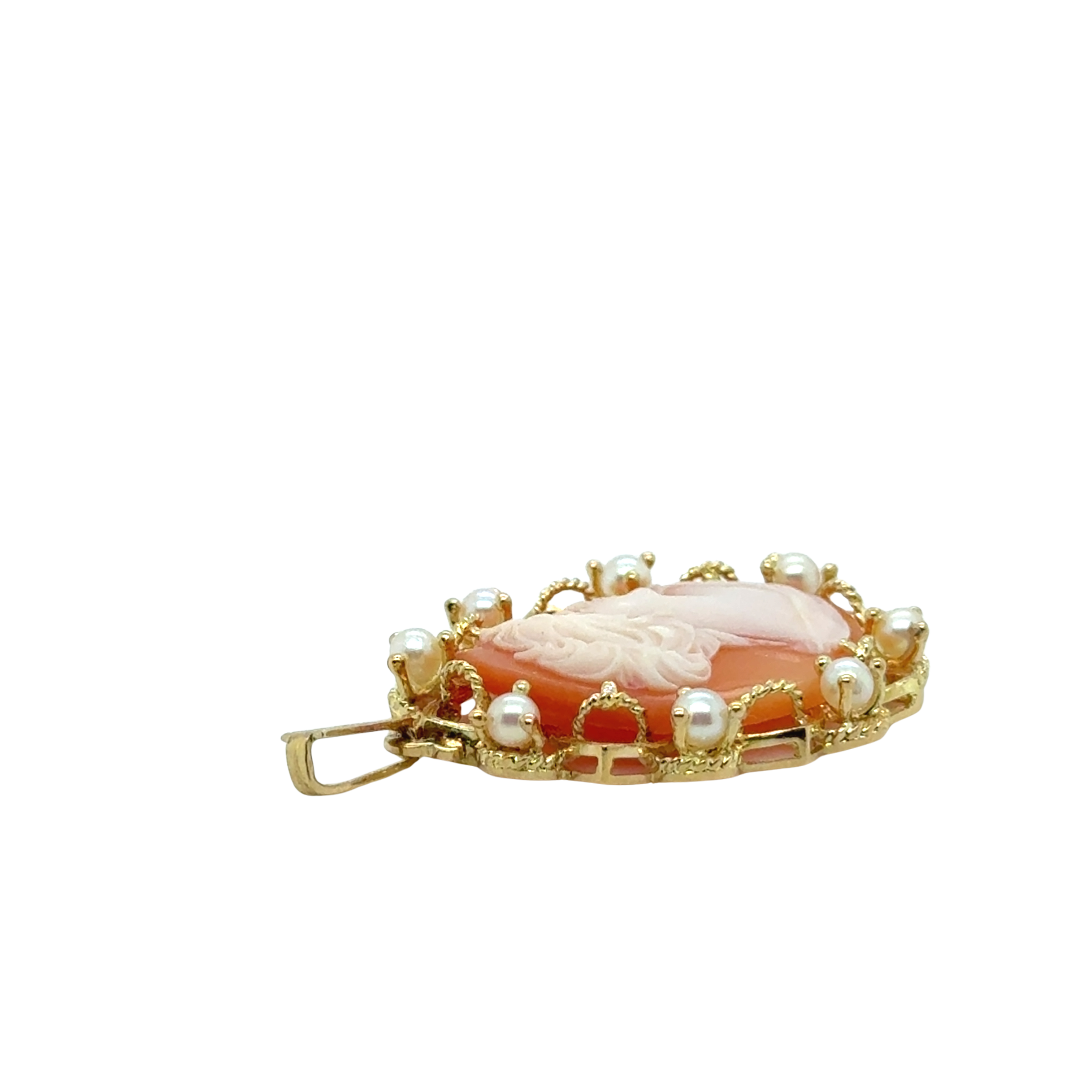 Pendentif Camée - Or jaune et Perles de culture