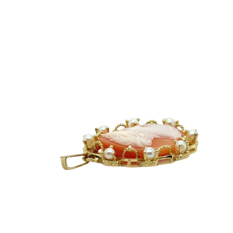 Pendentif Camée - Or jaune et Perles de culture