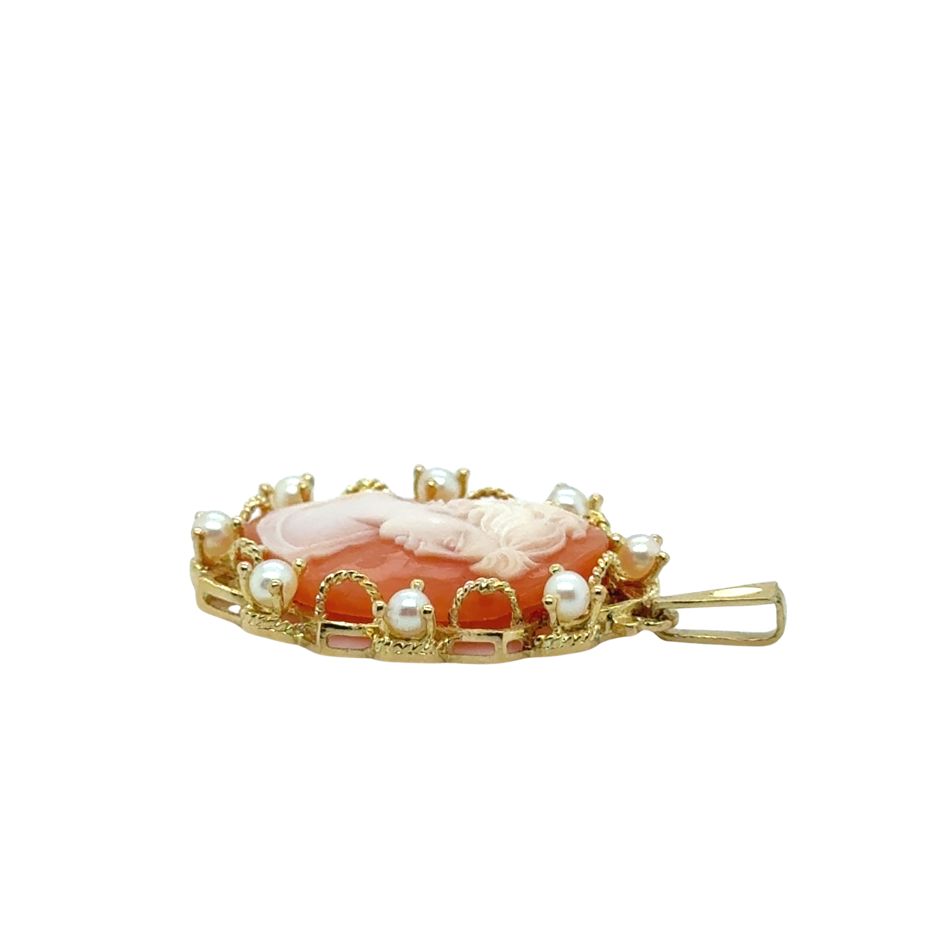 Pendentif Camée - Or jaune et Perles de culture