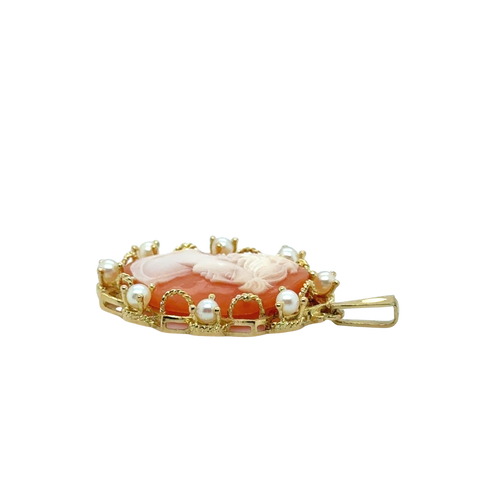 Pendentif Camée - Or jaune et Perles de culture
