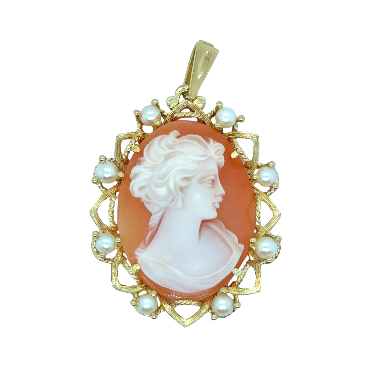 Pendentif Camée - Or jaune et Perles de culture