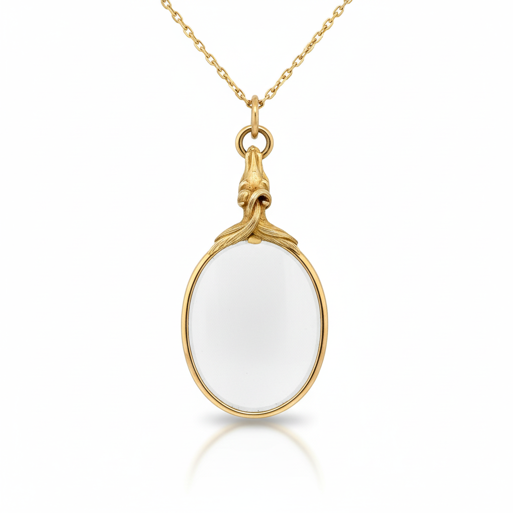 Pendentif Miroir Cheval - Or Jaune - Époque Victorienne