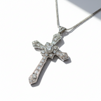 Art déco - Pendentif Croix or blanc et Diamants