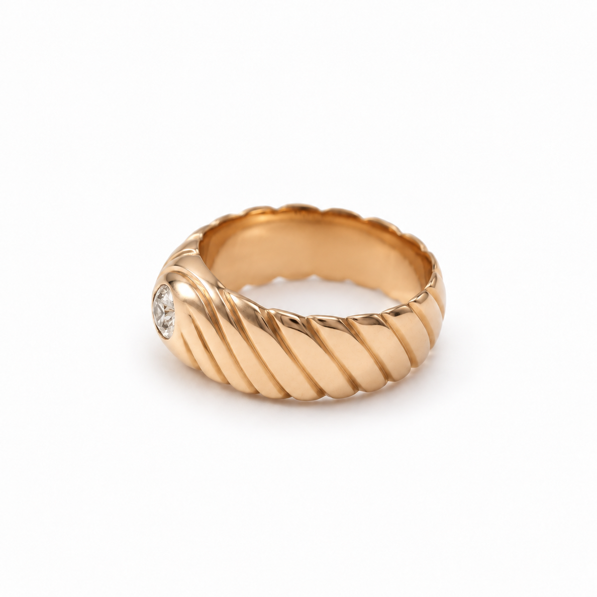 Godronné Tourbillon Ring - Rose Gold - 0.30 ct Diamond