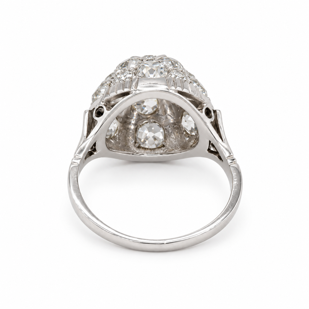 Art déco - Bague Or blanc, platine et diamants