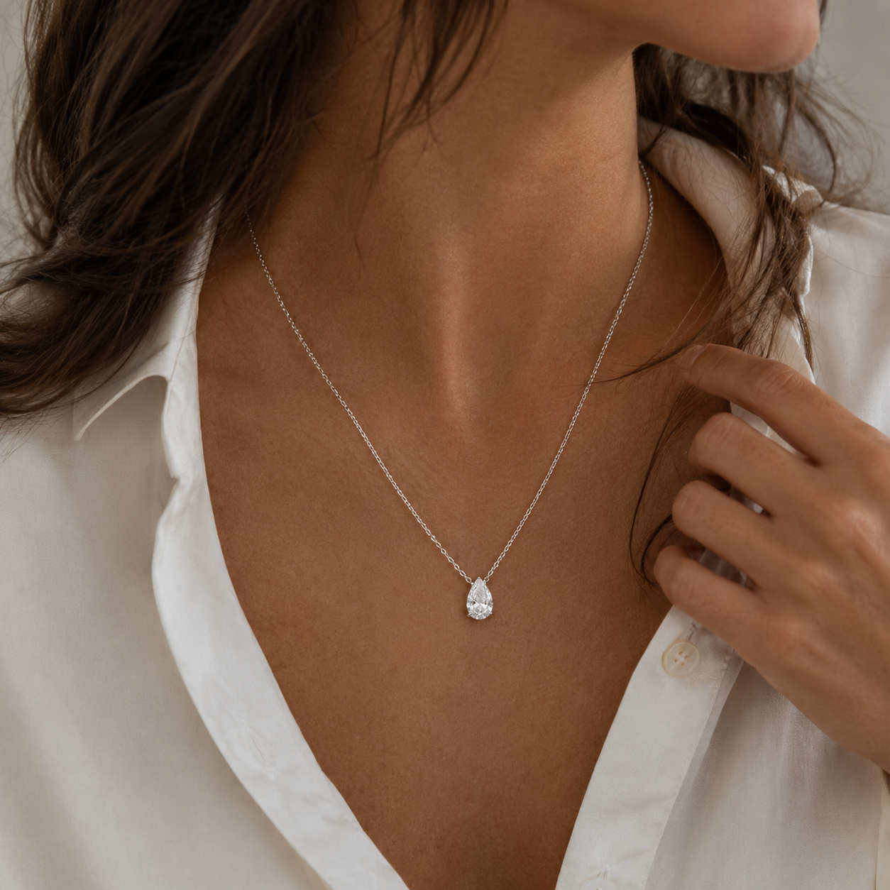 Collier pendentif Diamant Poire 1,55 carats DSI1