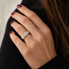 Bague bandeau  Or jaune et Blanc - Diamants