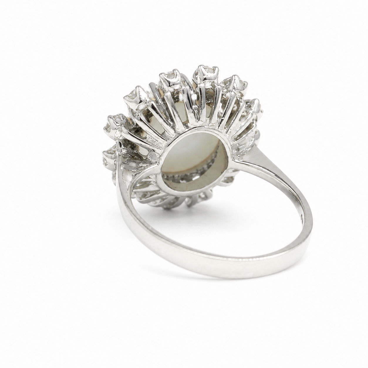 Bague or blanc Opale blanche - Diamants