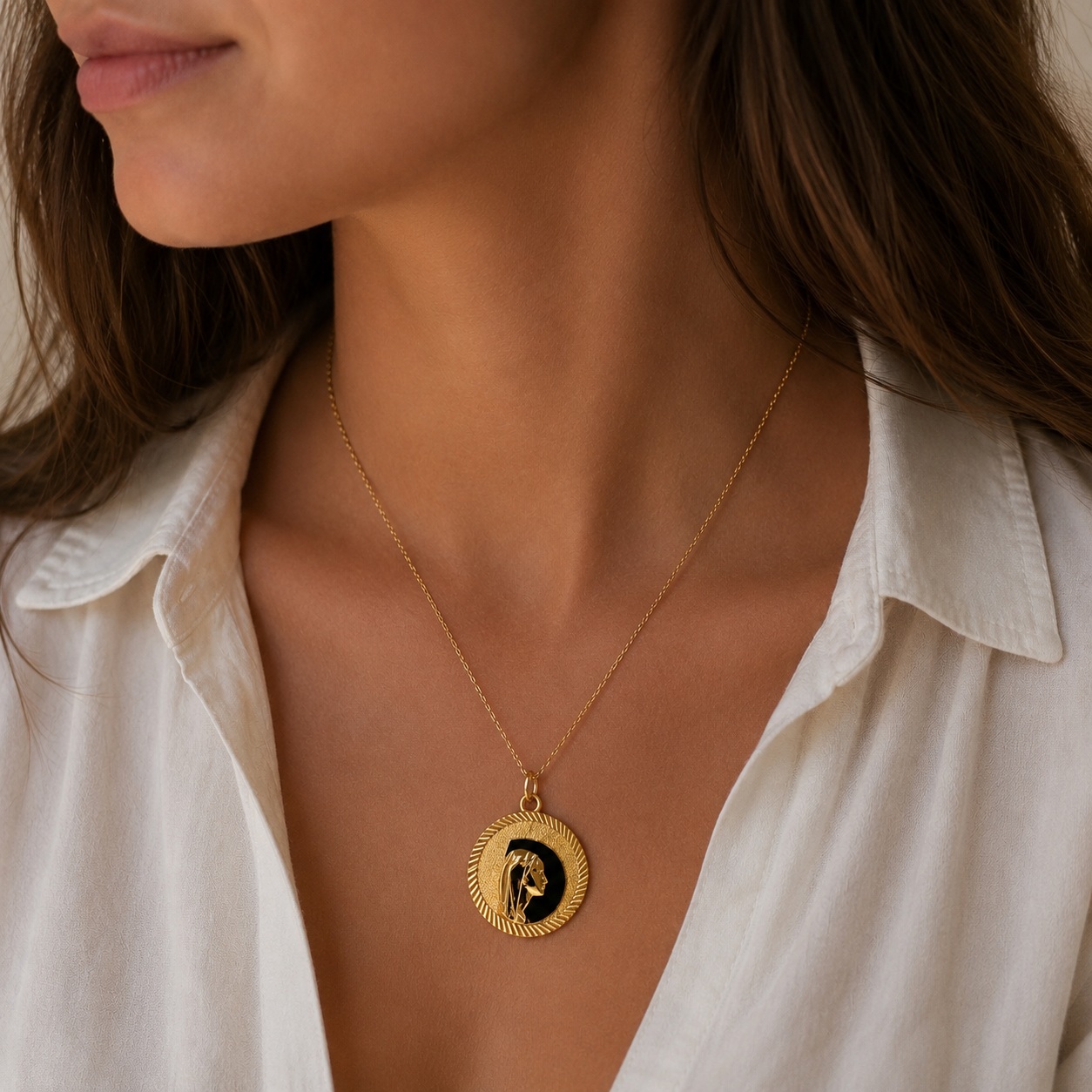Médaille Religieuse - Vierge Marie - Or Jaune