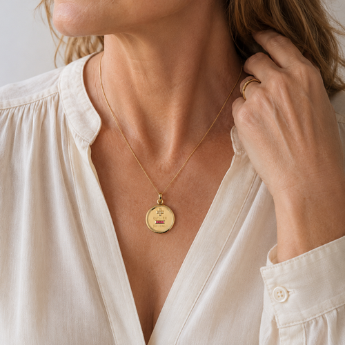 Augis - Pendentif Médaille D'amour - Or jaune - Rubis et Diamants