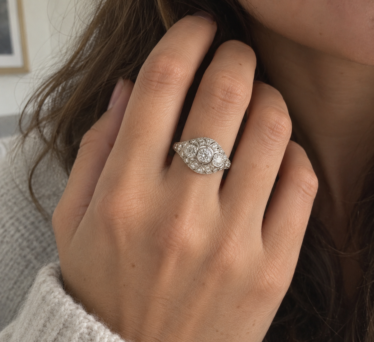 Art déco - Bague Platine - Diamants 1,50 carats