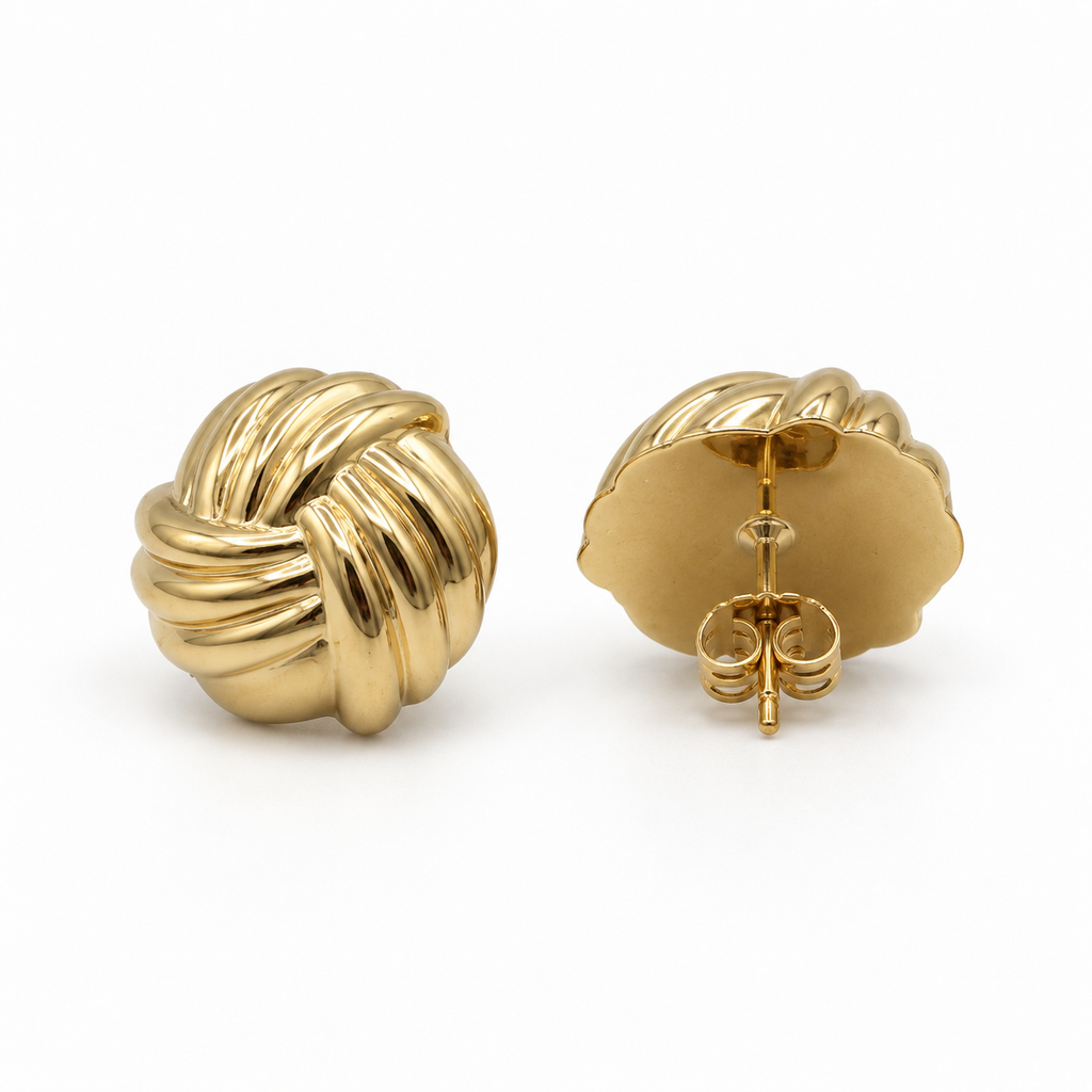 Boucles d’oreilles - Or jaune - Noeud godronné