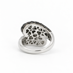 White gold ring with white and black diamonds