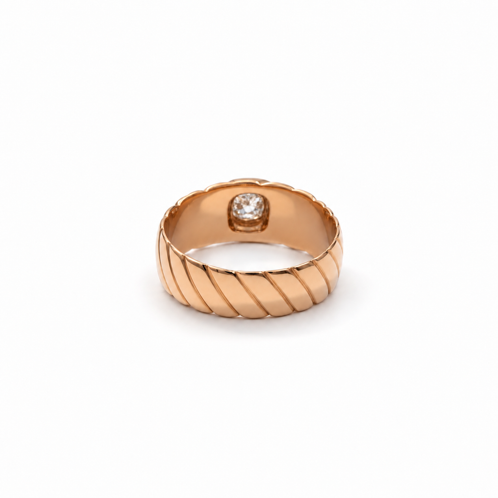 Godronné Tourbillon Ring - Rose Gold - 0.30 ct Diamond