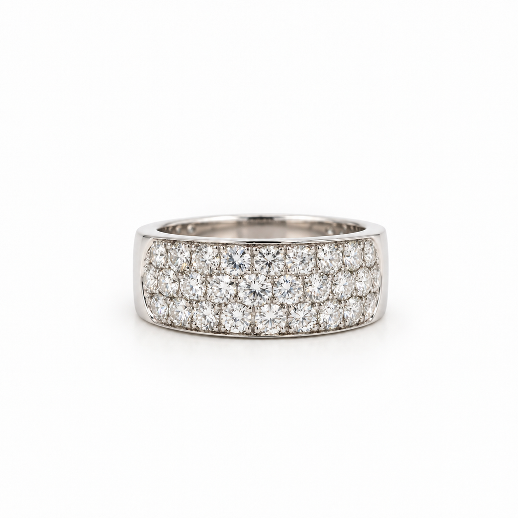 Bague Bandeau - Or blanc et Diamants