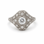 Art Déco - Bague Platine et Diamants